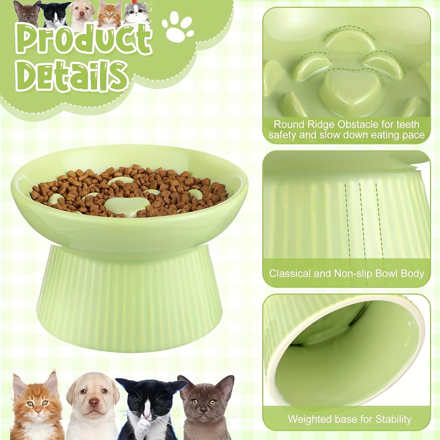 Ceramic Elevated Cat Bowls Set of Two