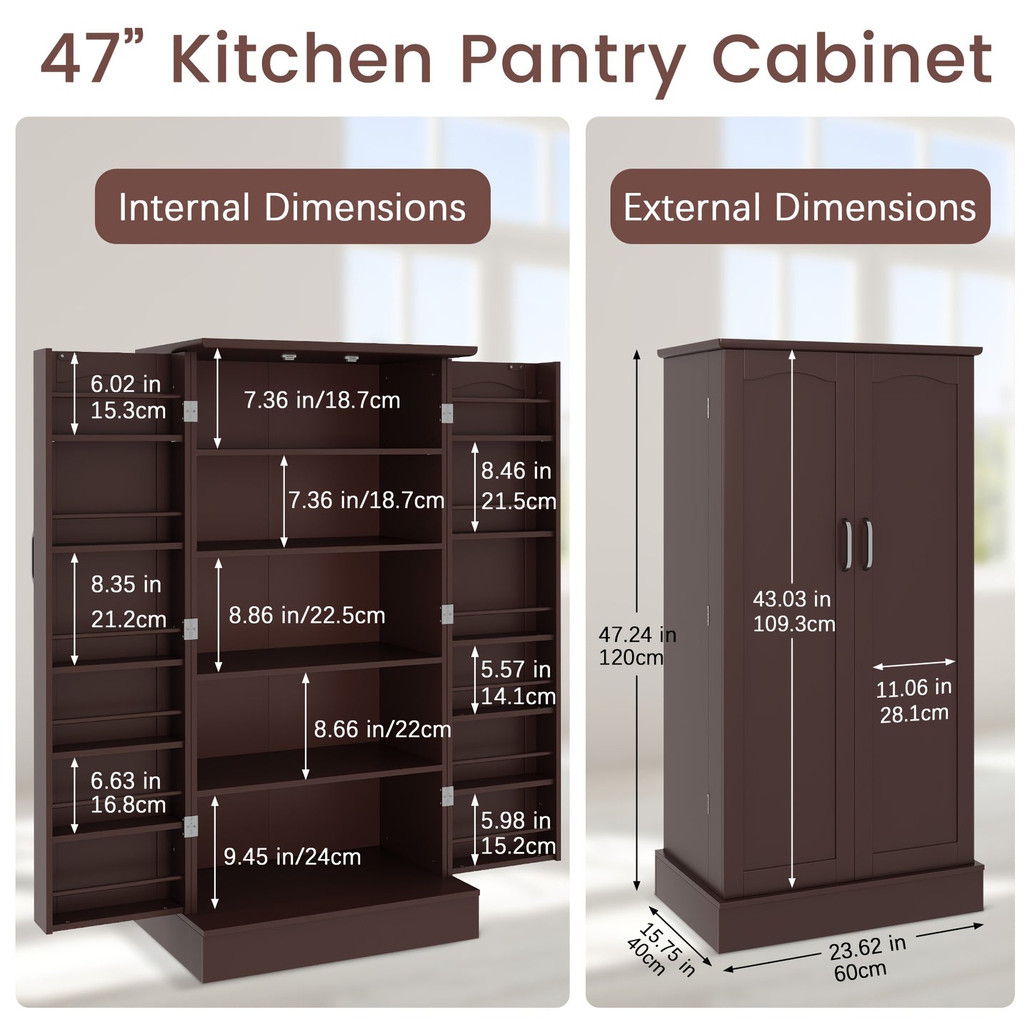 White Farmhouse Pantry Cabinet with Shelves