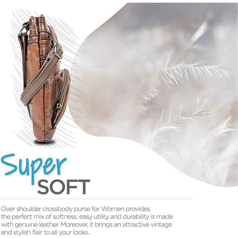 Genuine Leather Crossbody Handbag in Multiple Colors