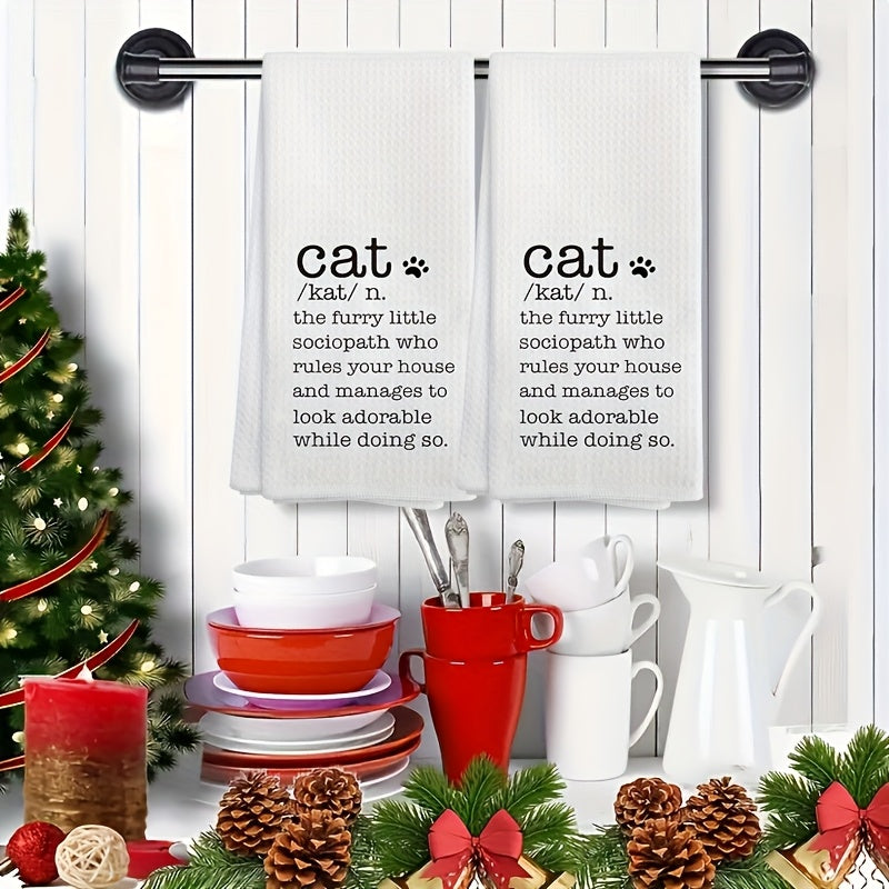 Funny Kitchen Towel with feline Psychopath