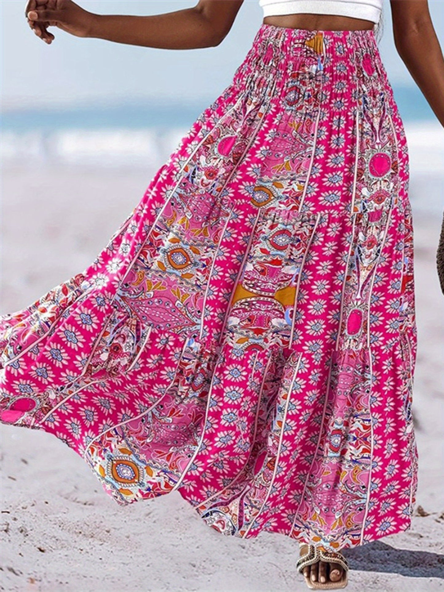 Women's Boho Floral A-Line Skirt