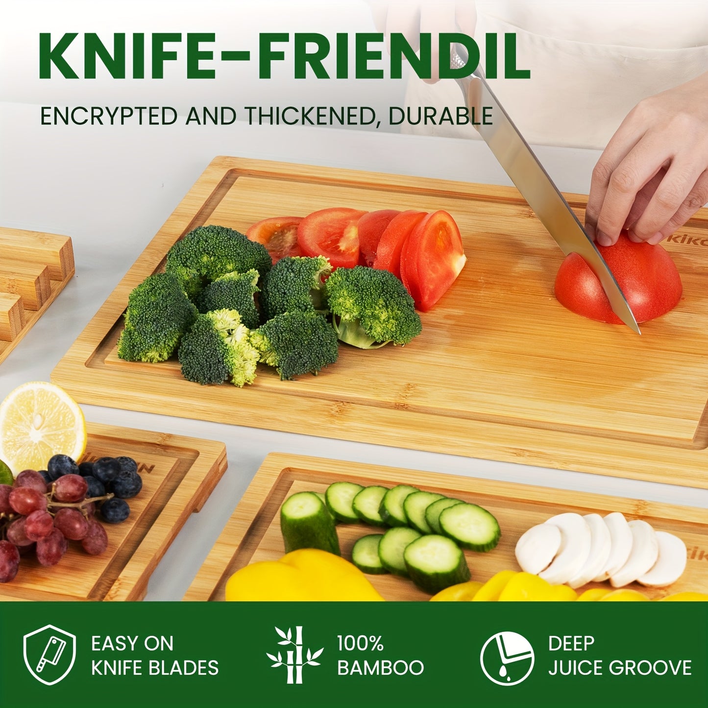 Bamboo Cutting Board Set with Rack