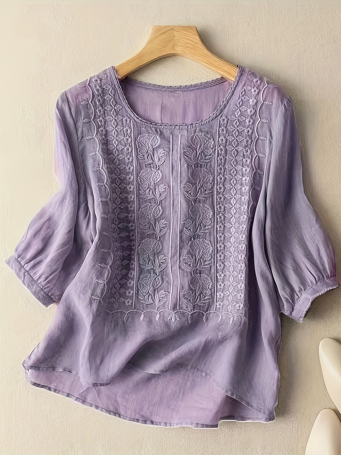 Embroidered Women's Summer T-Shirt Blouse