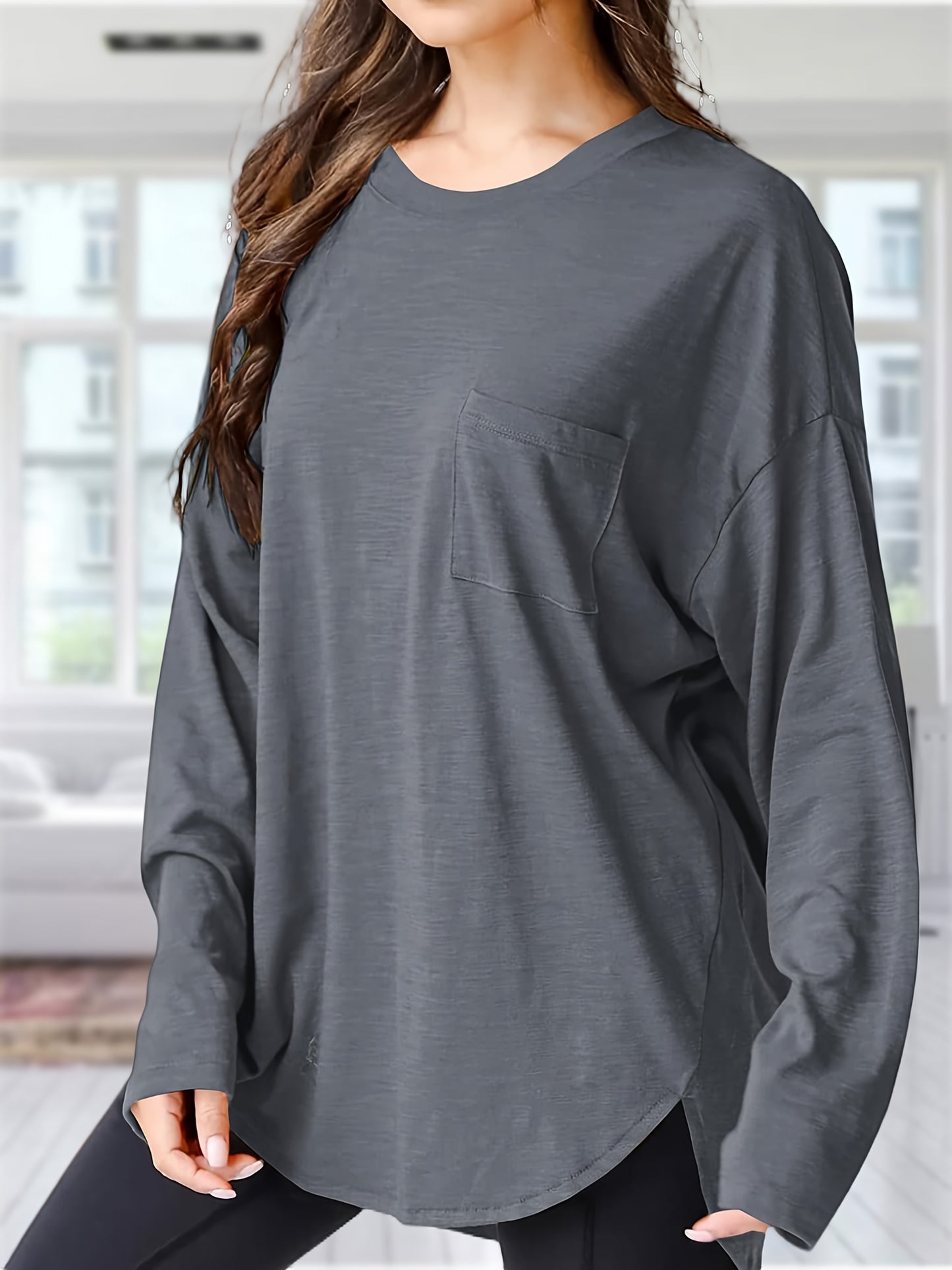 Women's Oversized Black Long Sleeve T-Shirt