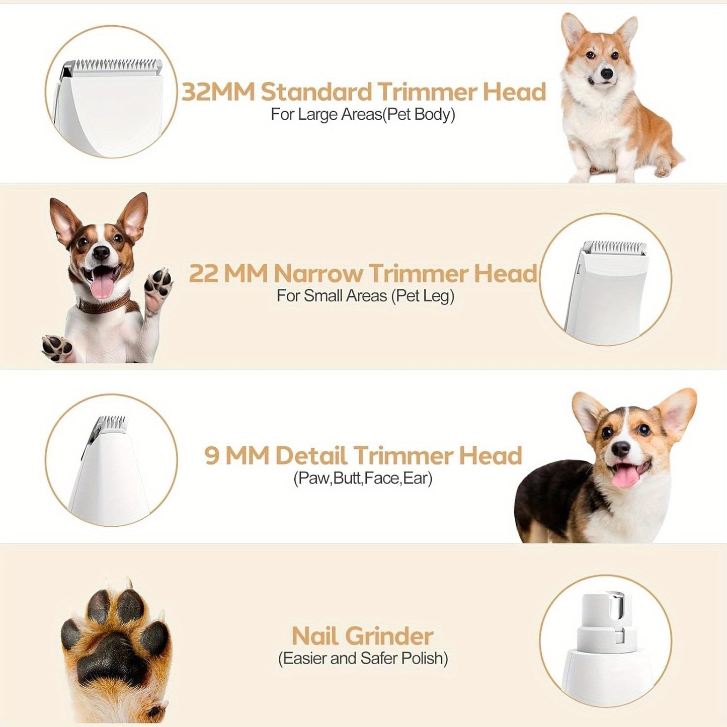 Cordless Electric Pet Trimmer with Nail Grinder