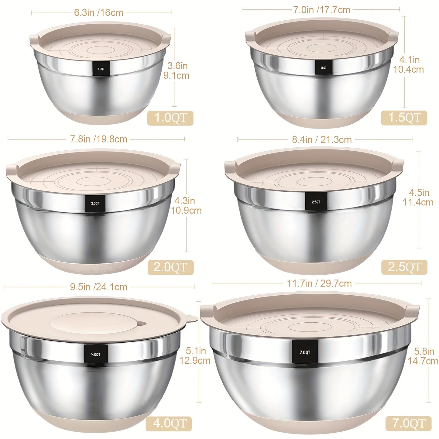 Stainless Steel Mixing Bowls Set with Lids