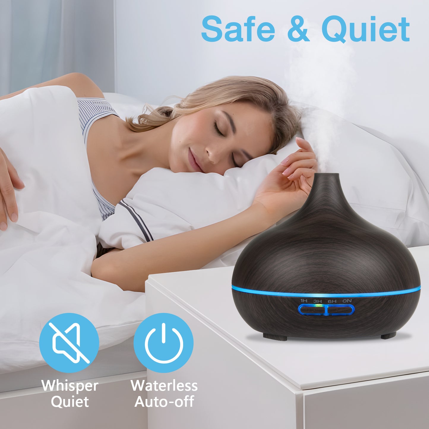 Diffuser Essential Oils for Large Room Wood Grain Cool Mist Air Humidifier Aroma Diffuser with 12 Pack Essential Oils 18.6 Ounce Essential Oil Diffuser with Remote Control Ultrasonic Oil Diffuser with Timer 7 Color Light