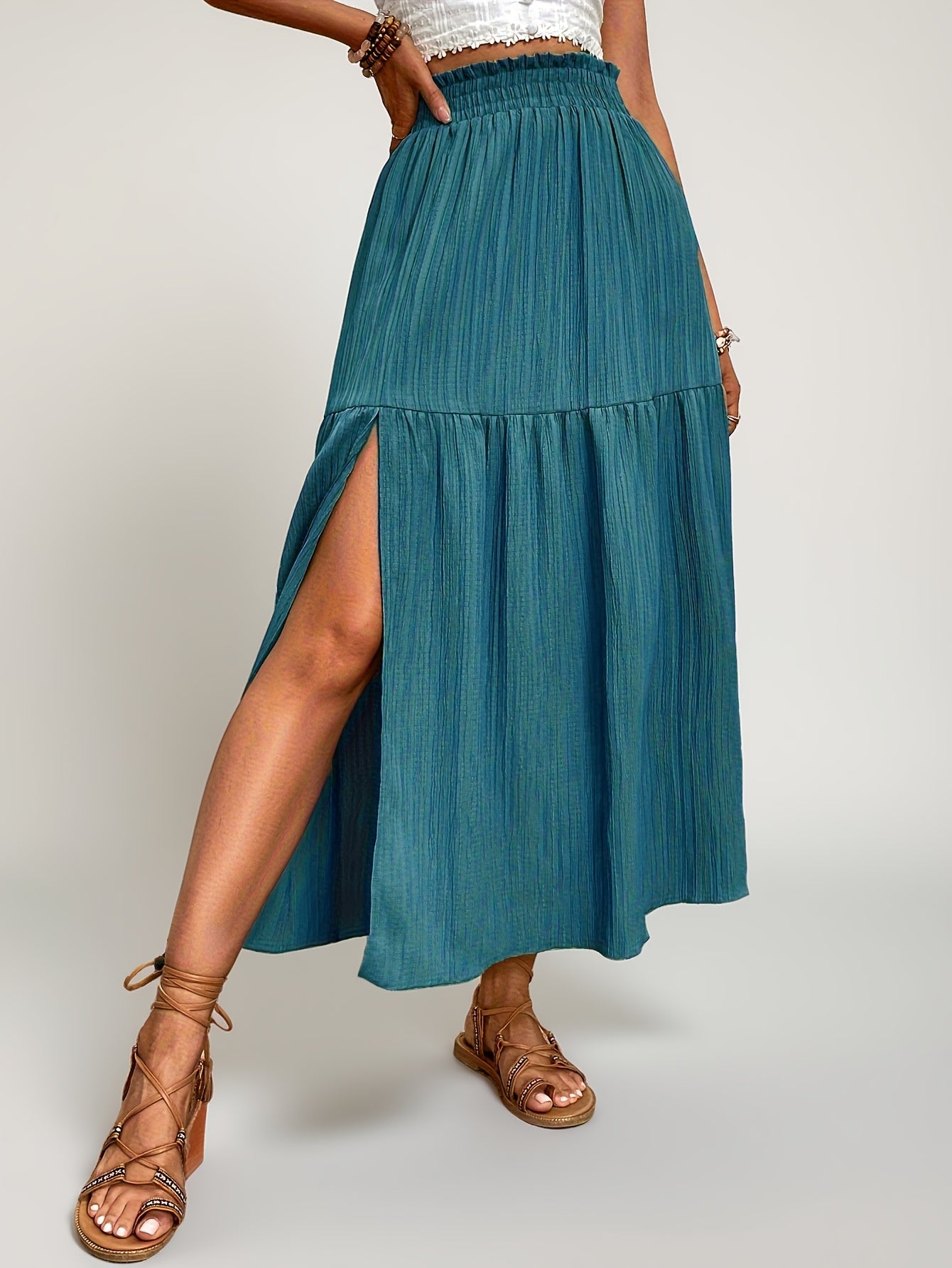 Women's High Slit Midi Skirt Casual Chic