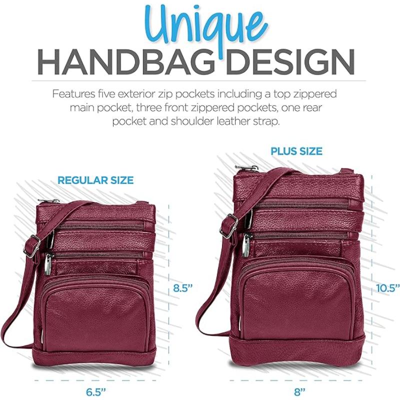 Genuine Leather Crossbody Handbag in Multiple Colors