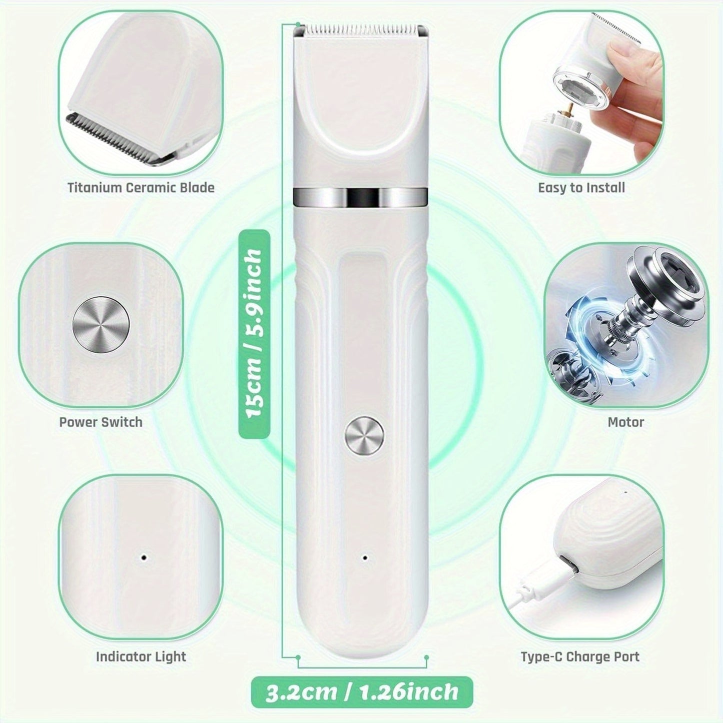 Cordless Electric Pet Trimmer with Nail Grinder