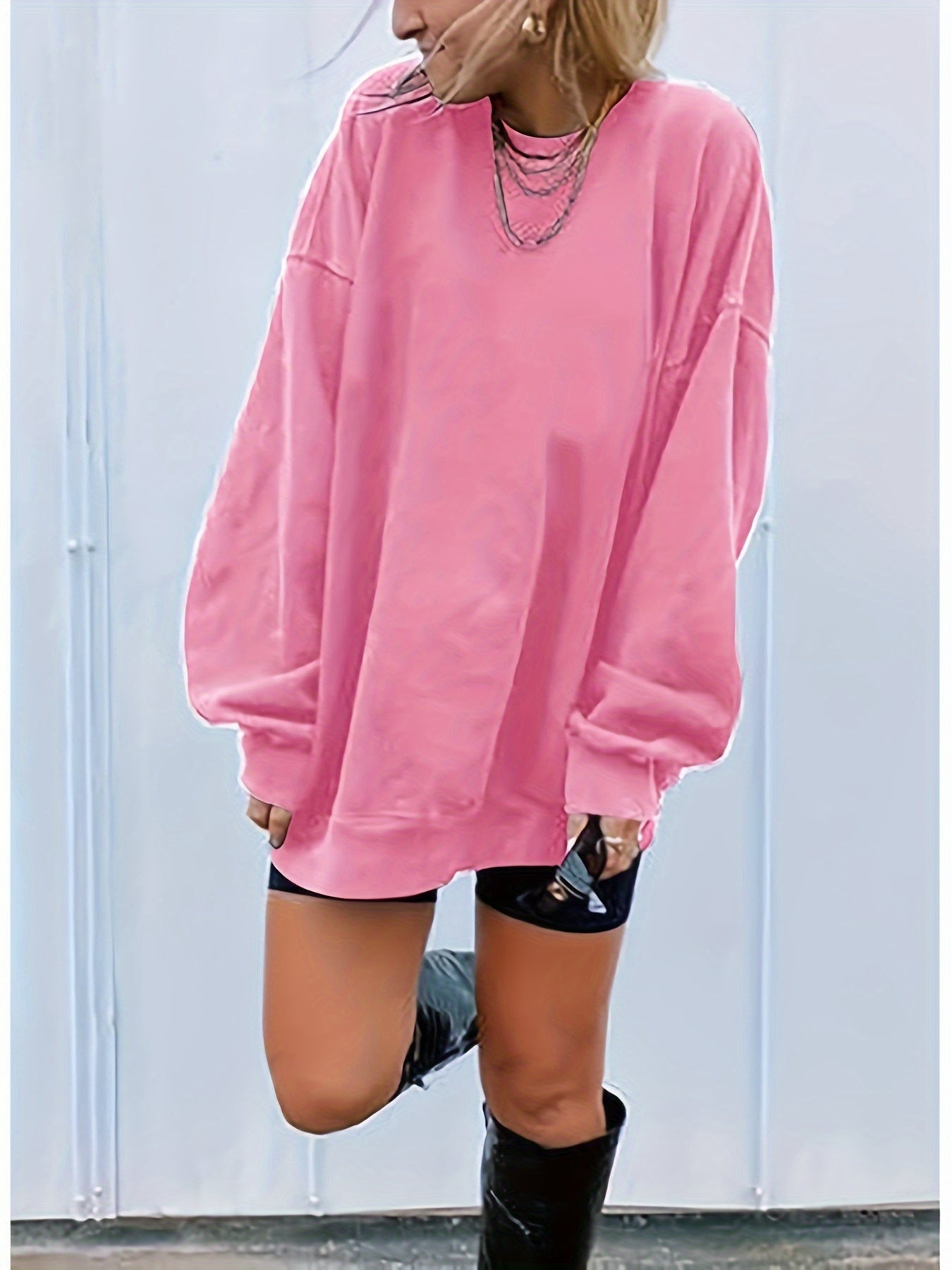 Pink Oversized Sweatshirt for Women