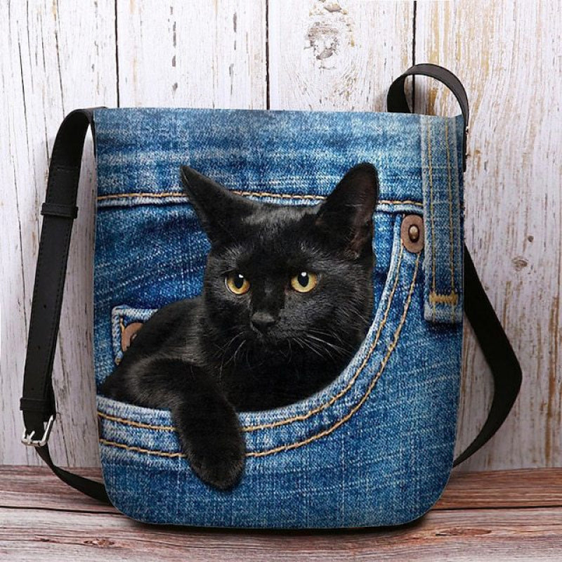 Cat Peeking Pocket Crossbody Bag