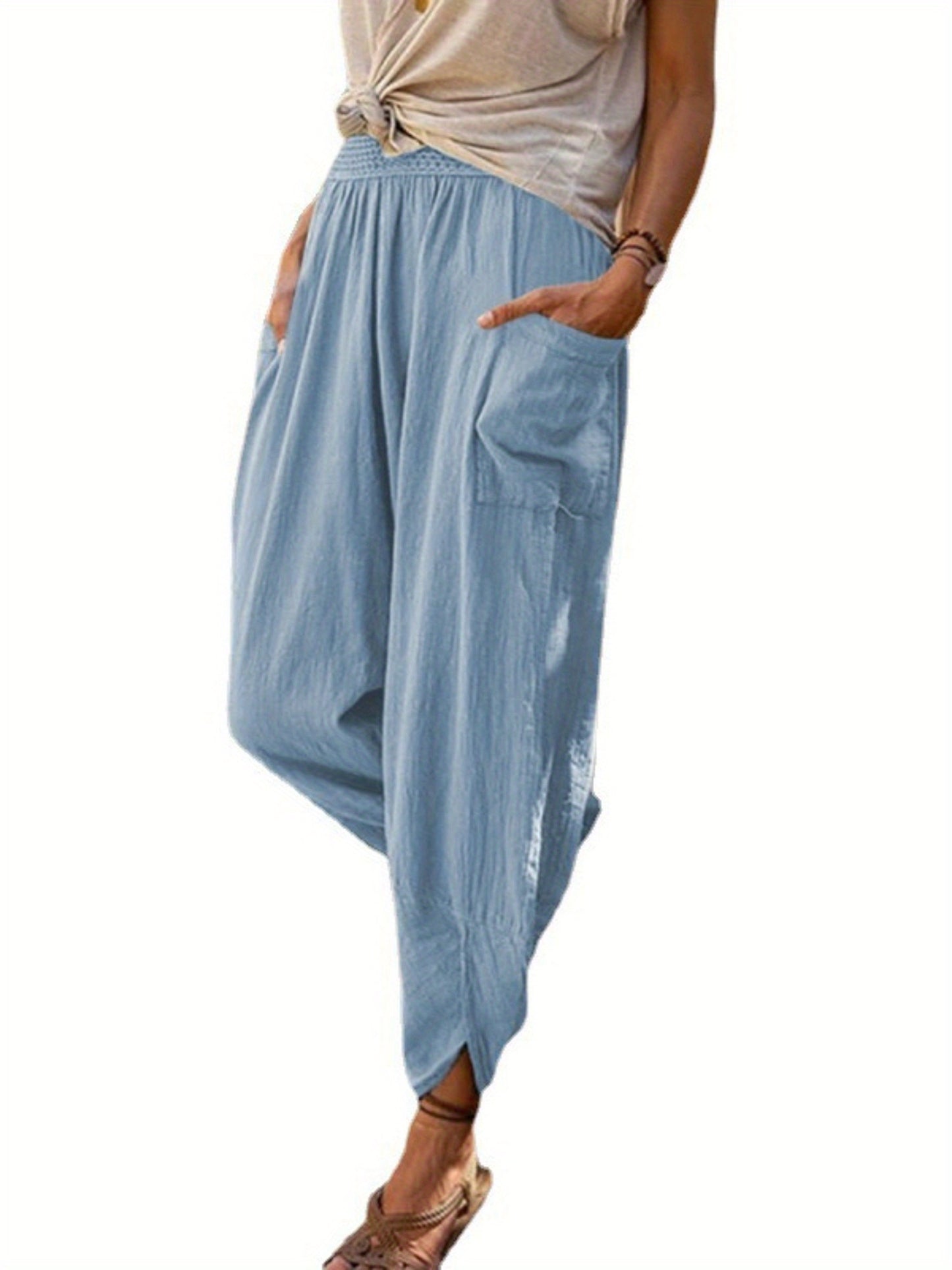 Women's Lightweight Linen Wide Leg Pants