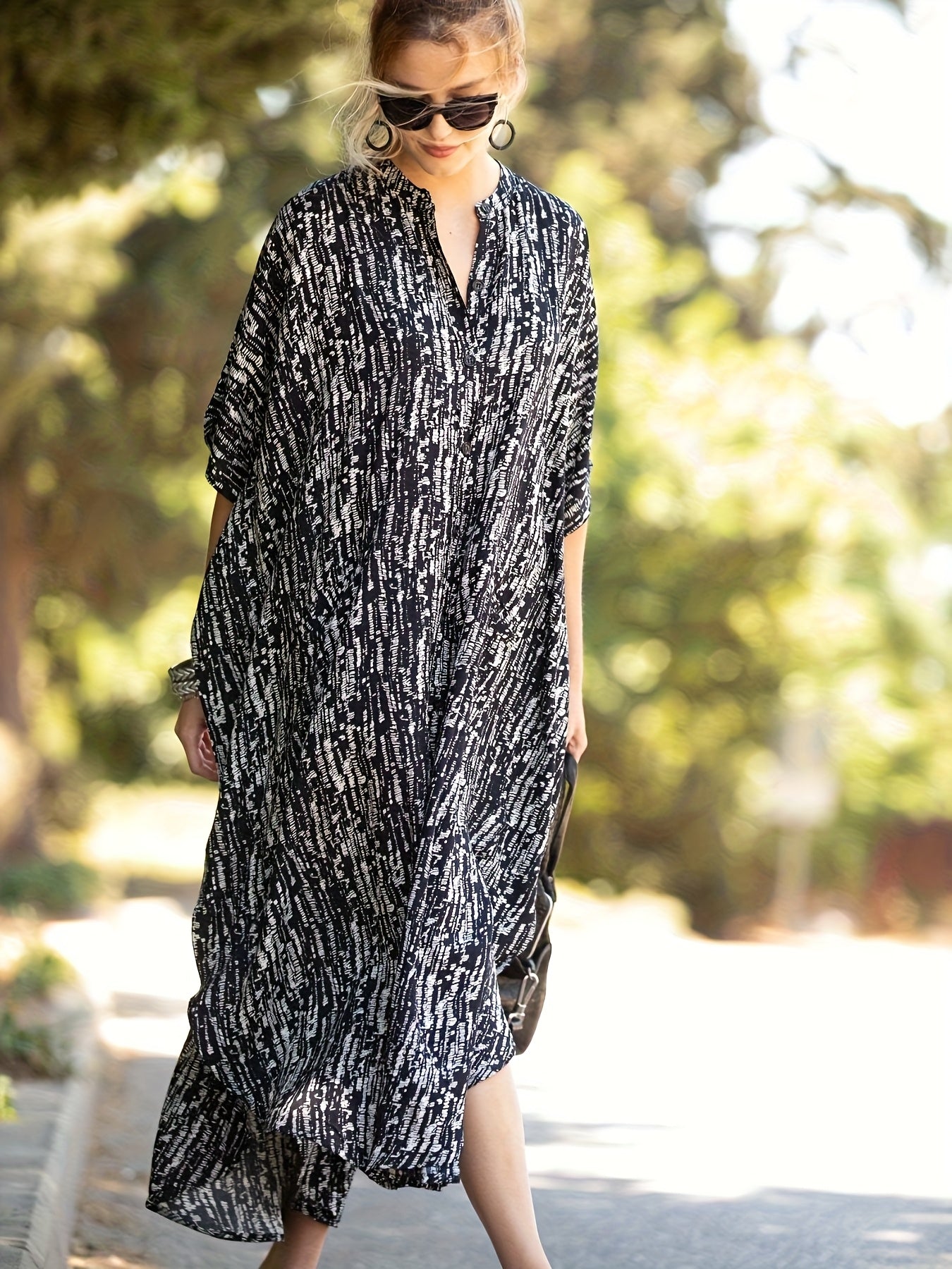 Plus Size Cheetah Kaftan Swim Cover Up