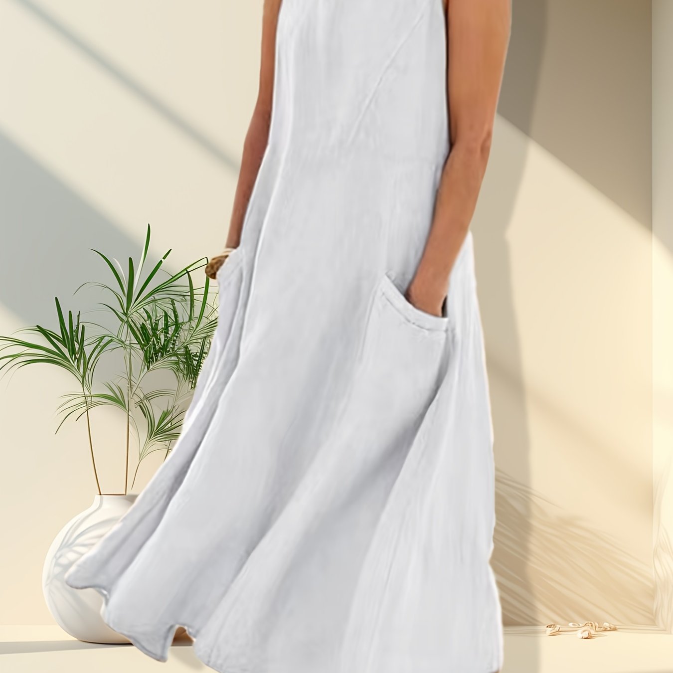 Plus Size Sleeveless Casual Round Neck Dress