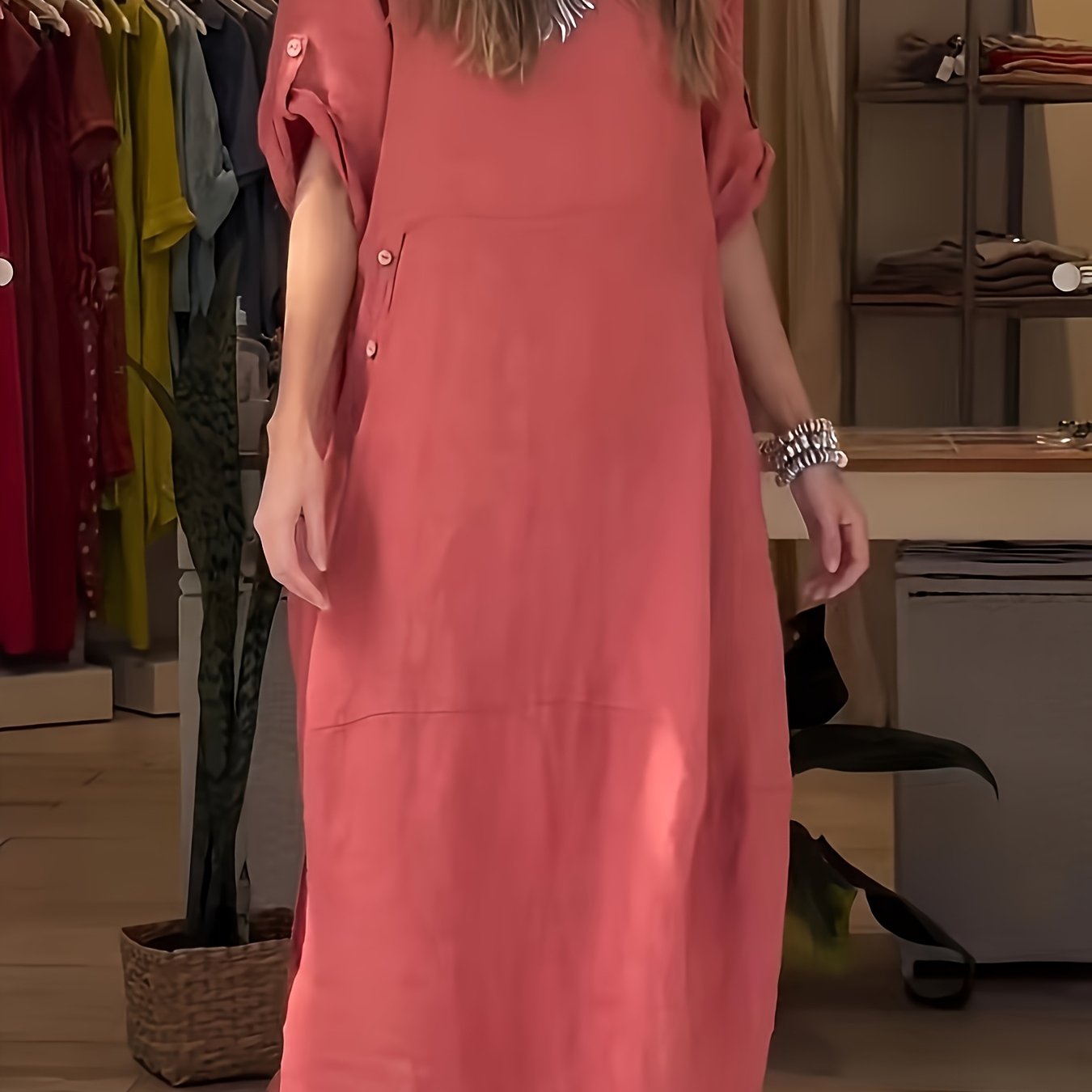 Plus Size Women's Casual Linen Dress