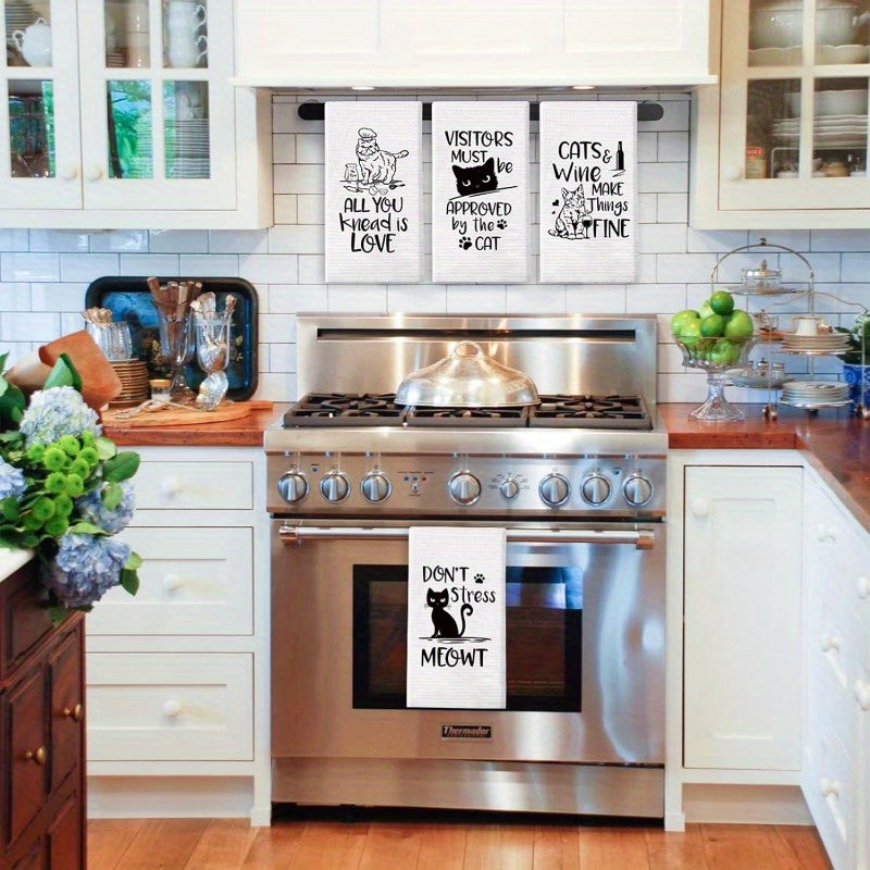 Modern Cartoon Cat Kitchen Towels Set
