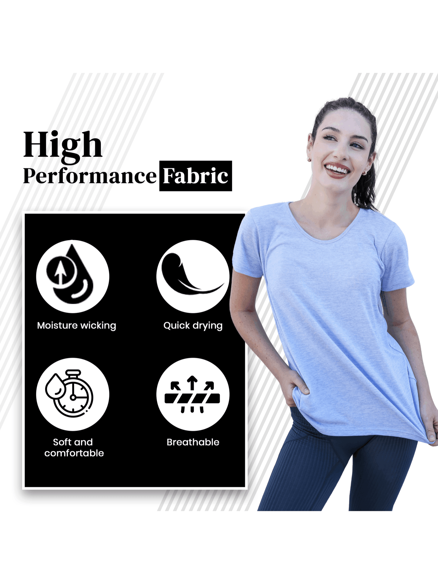 Women's Quick Dry Activewear T Shirts 5 Pack