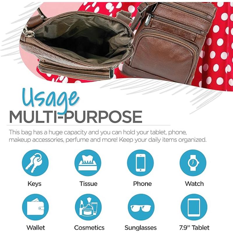 Genuine Leather Crossbody Handbag in Multiple Colors