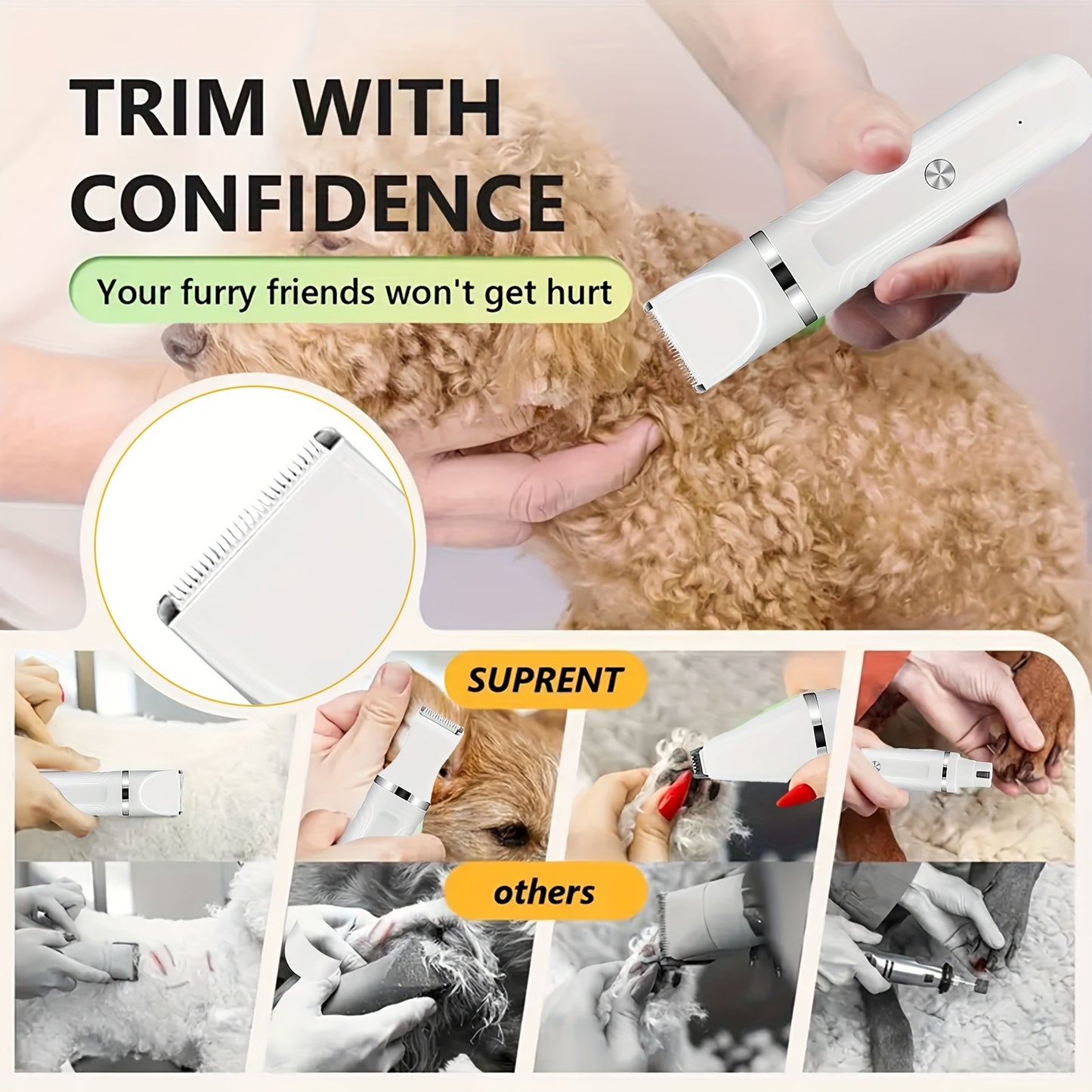 Cordless Electric Pet Trimmer with Nail Grinder