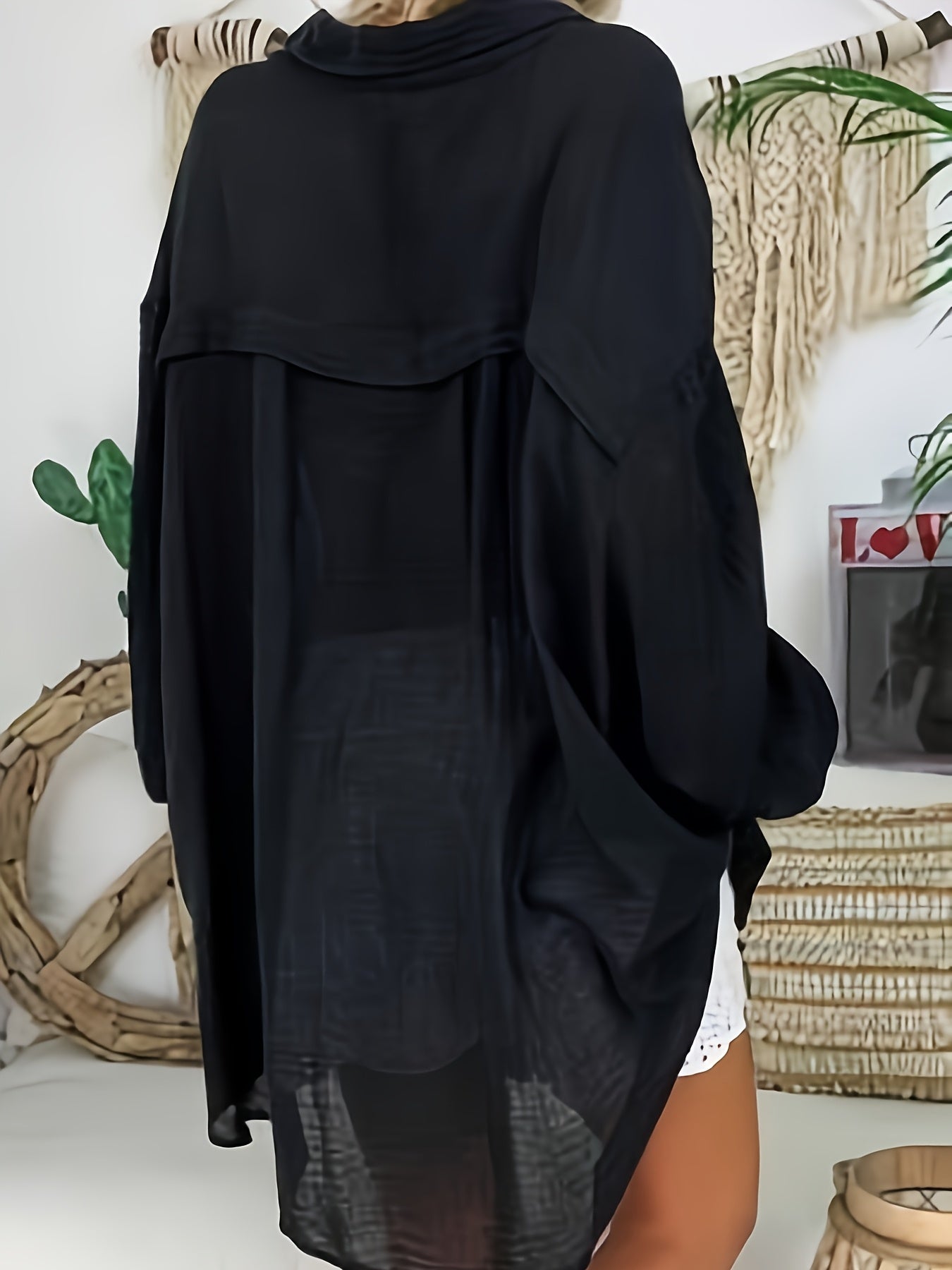 Women's Plus Size Button Front Blouse