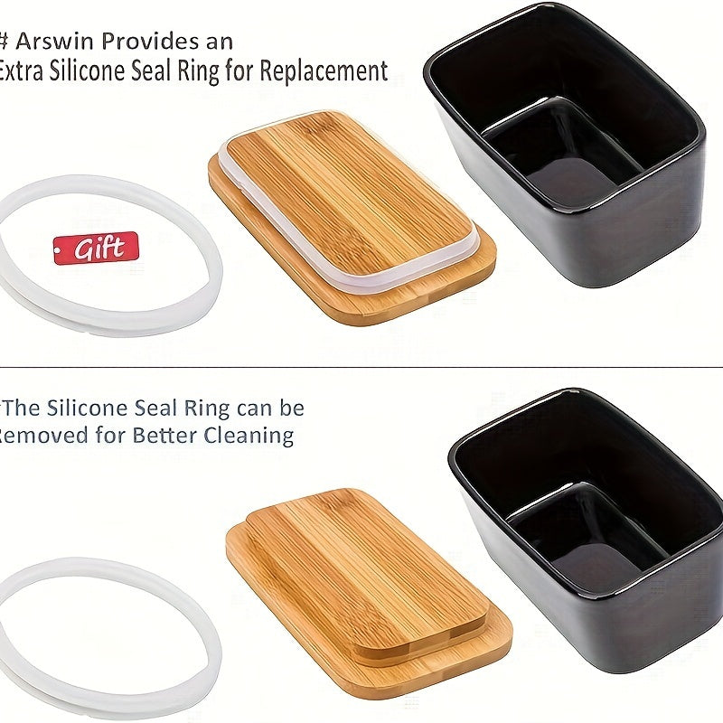 Ceramic Butter Dish With Bamboo Lid