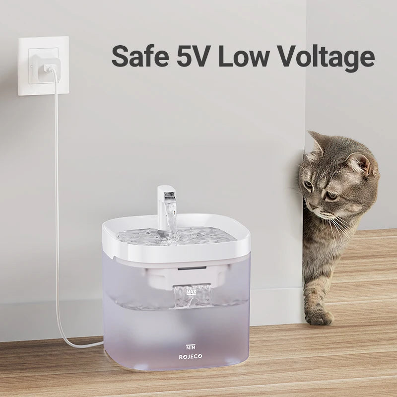 Rojeco Smart Cat Water Fountain Automatic Pet Water Dispenser for Cats and Dogs with Recirculate Filters