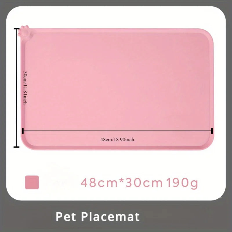 Silicone Pet Placemat for Cats and Dogs Waterproof Anti Spill Feeding Mat with High Lips