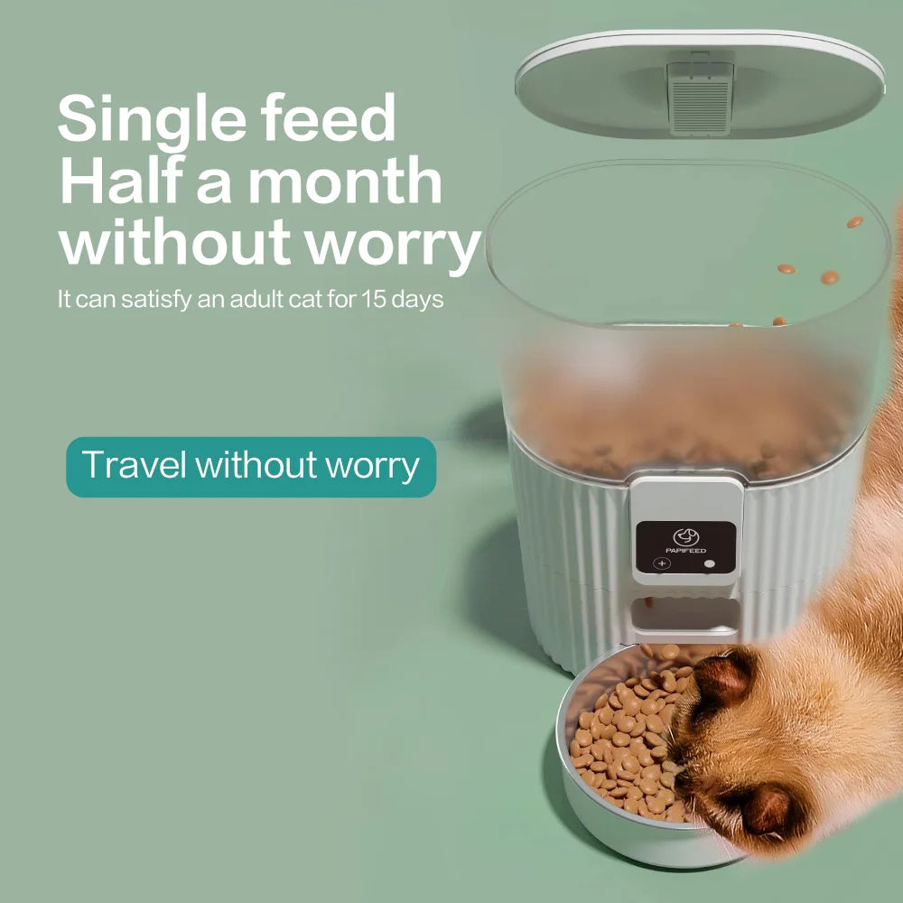 PAPIFEED Smart Automatic Cat and Dog Feeder with WiFi Remote Control LCD Display