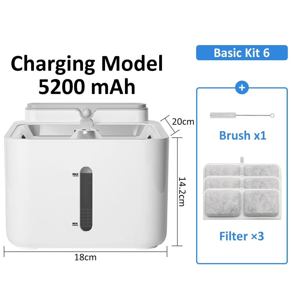 Automatic Cat Water Fountain Wireless Sensor Portable Rechargeable Dispenser Pet Drinking Fountain for Cats