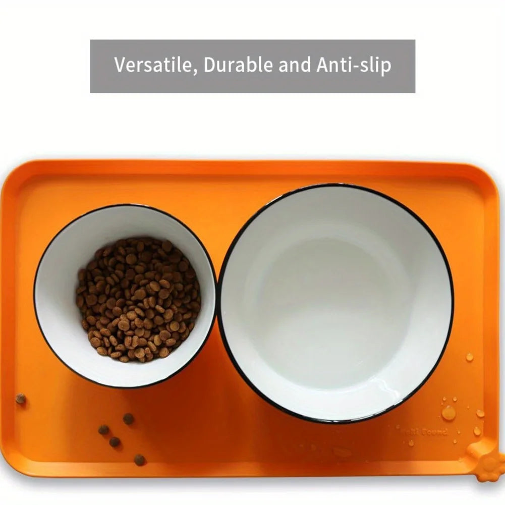Silicone Pet Placemat for Cats and Dogs Waterproof Anti Spill Feeding Mat with High Lips