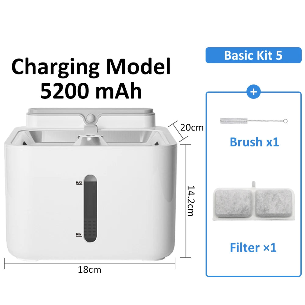 Automatic Cat Water Fountain Wireless Sensor Portable Rechargeable Dispenser Pet Drinking Fountain for Cats