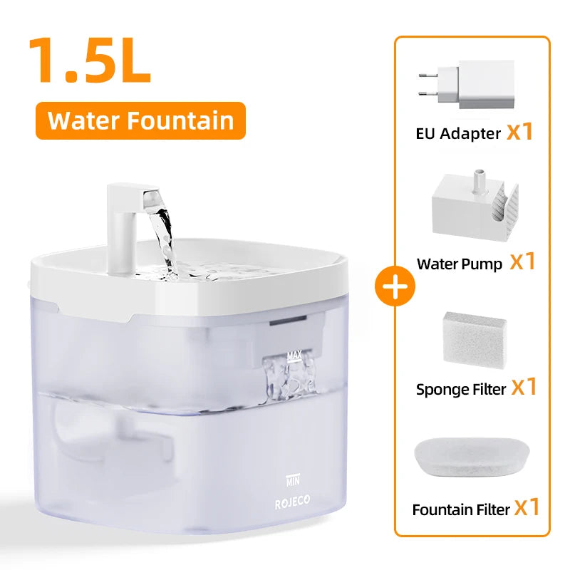 Rojeco Smart Cat Water Fountain Automatic Pet Water Dispenser for Cats and Dogs with Recirculate Filters
