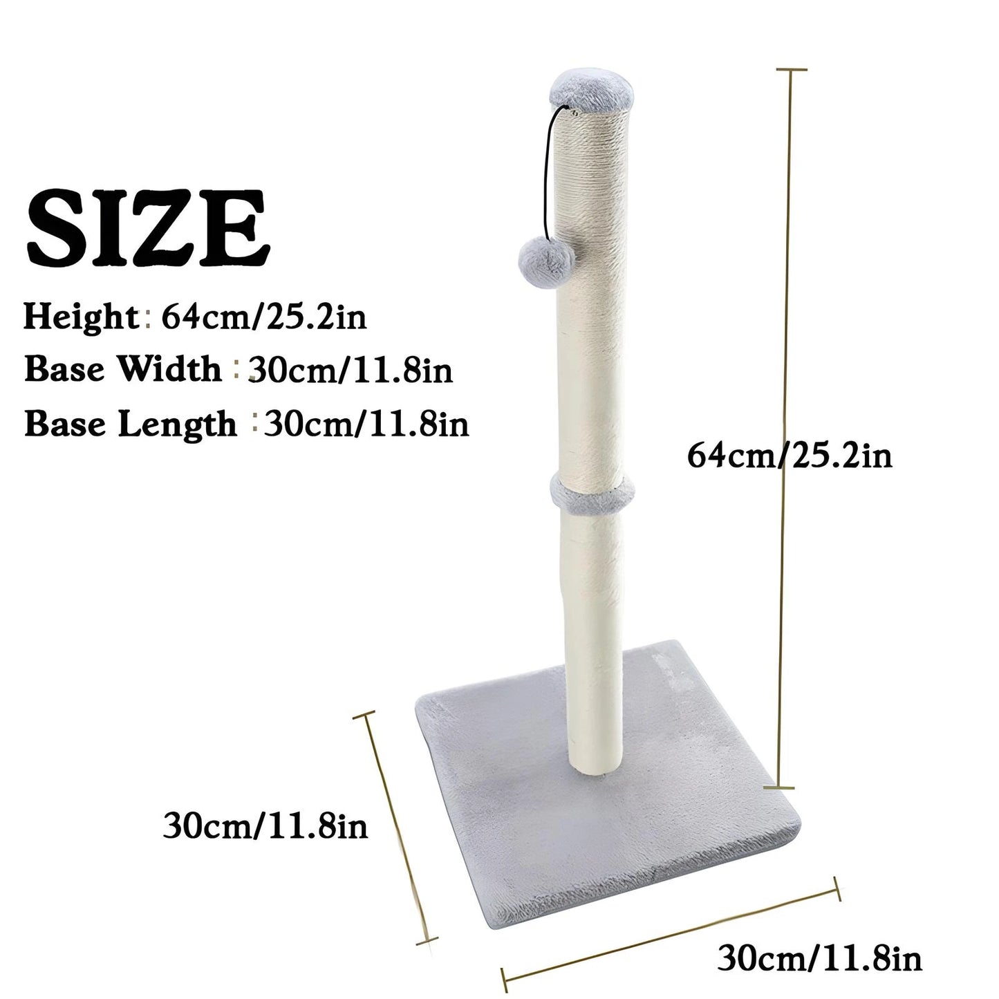 Tall Cat Scratching Posts for Indoor Cats and Kittens Vertical Scratcher with Premium Sisal and Dangling Ball