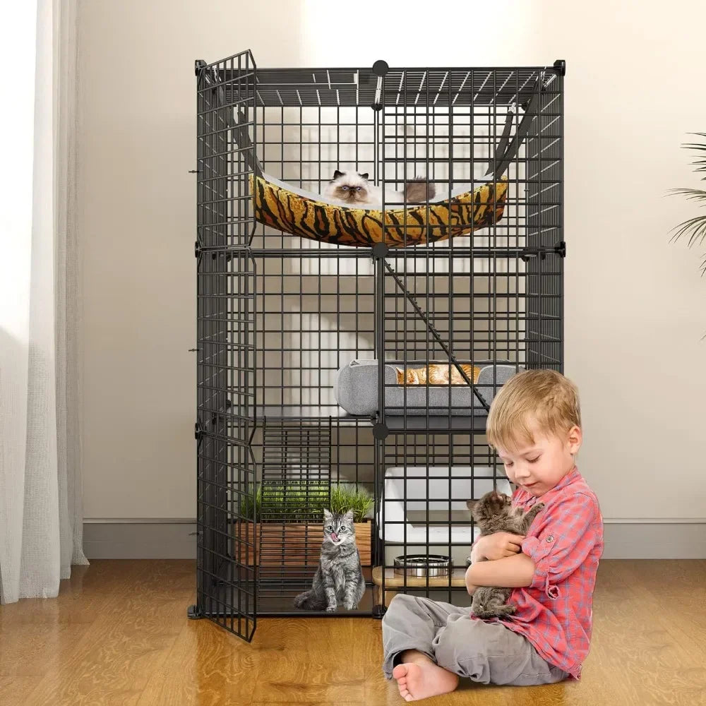 4-Tier Indoor Cat Enclosure with Hammock
