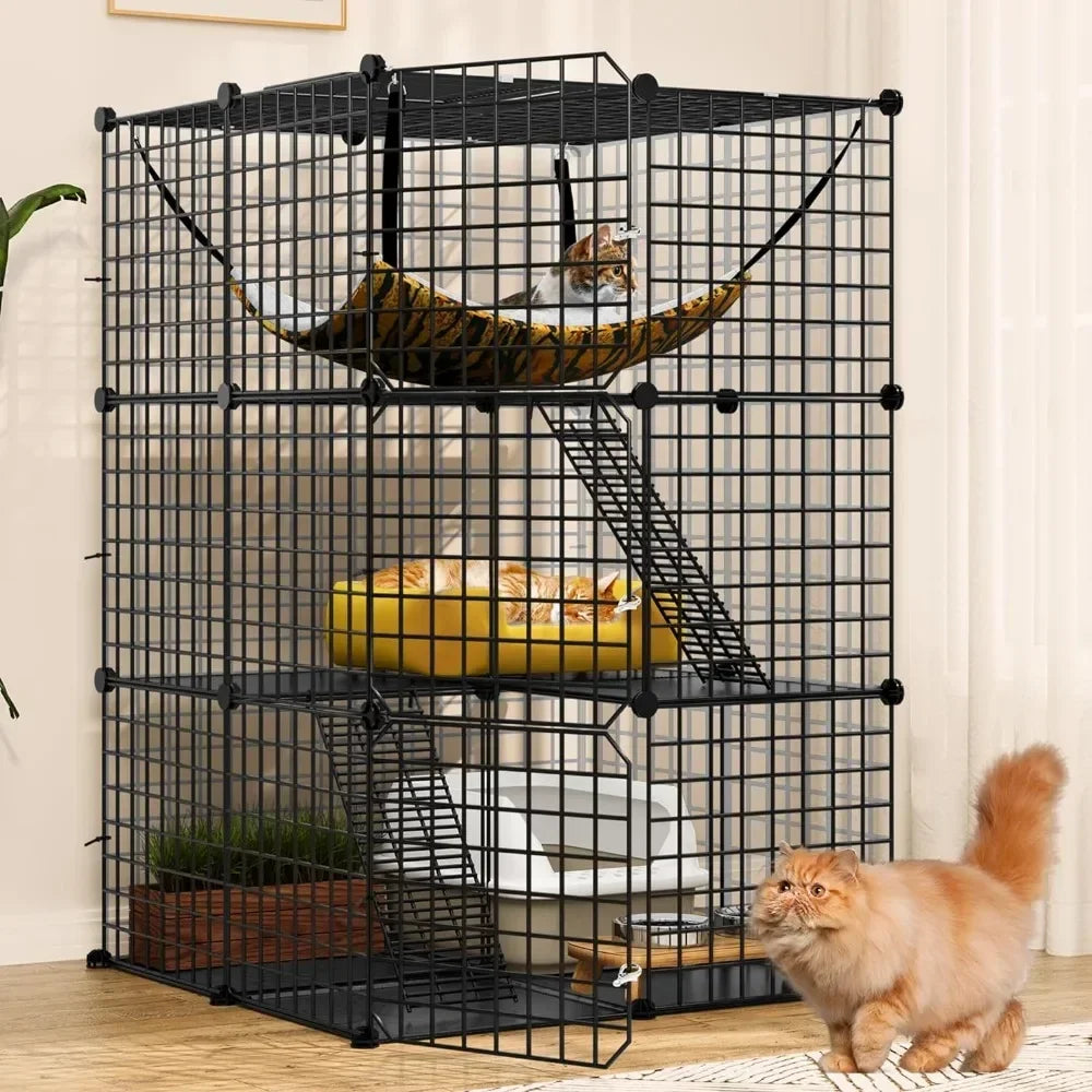 4-Tier Indoor Cat Enclosure with Hammock