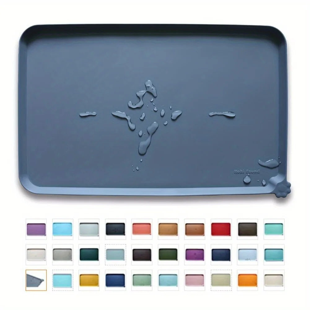 Silicone Pet Placemat for Cats and Dogs Waterproof Anti Spill Feeding Mat with High Lips