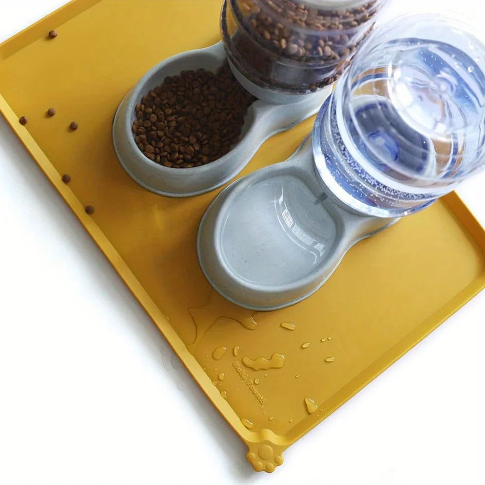 Silicone Pet Placemat for Cats and Dogs Waterproof Anti Spill Feeding Mat with High Lips