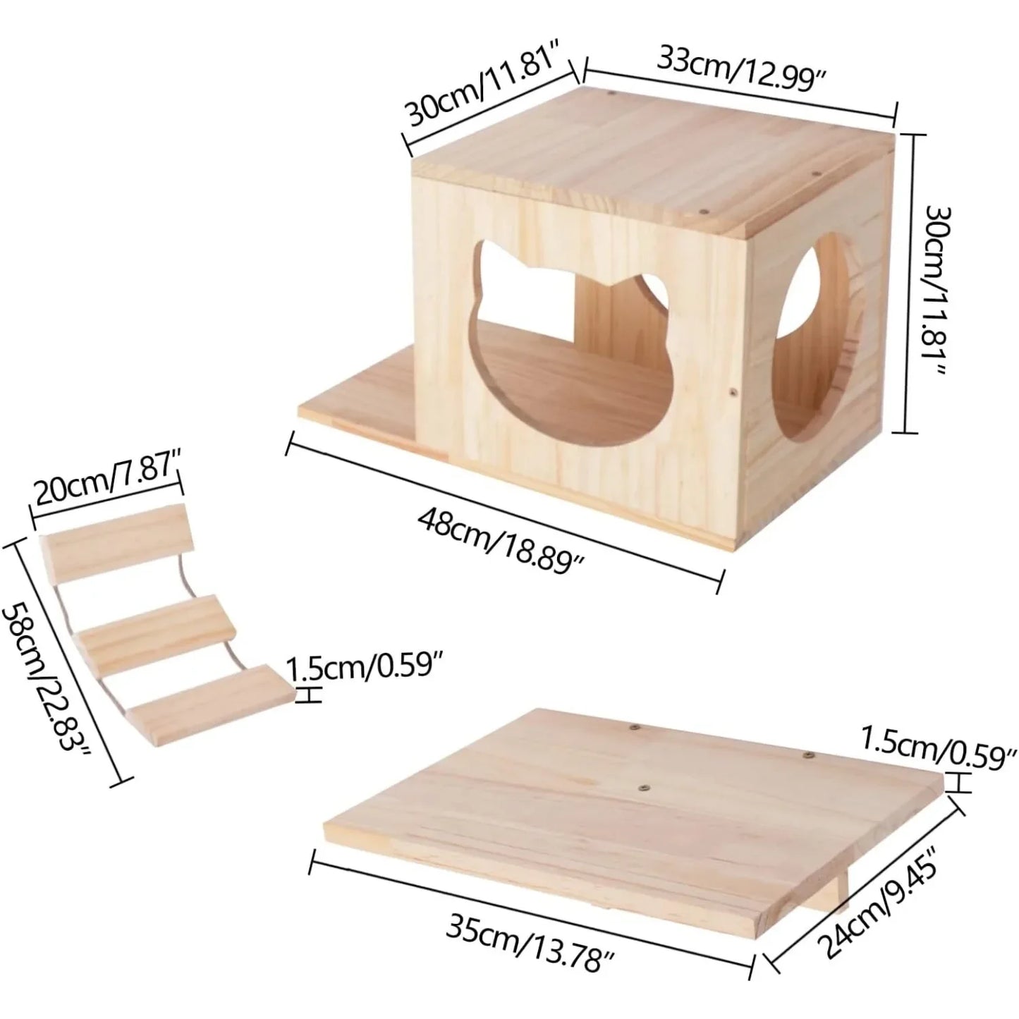 Wall Mounted Cat Tree Furniture Set for Playful Kitties and Pet Owners