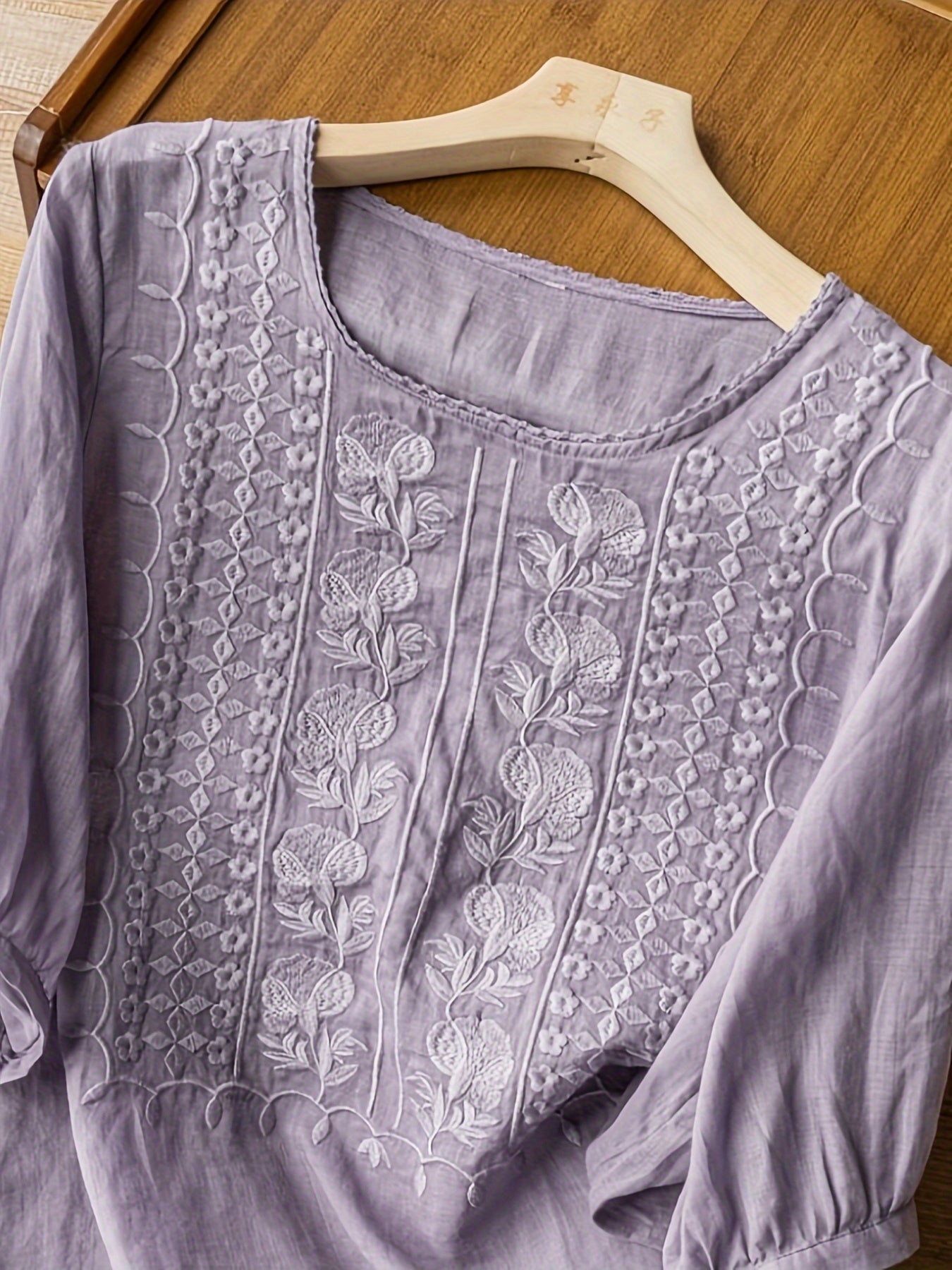 Women's Embroidered Cotton T-Shirt Various Colors