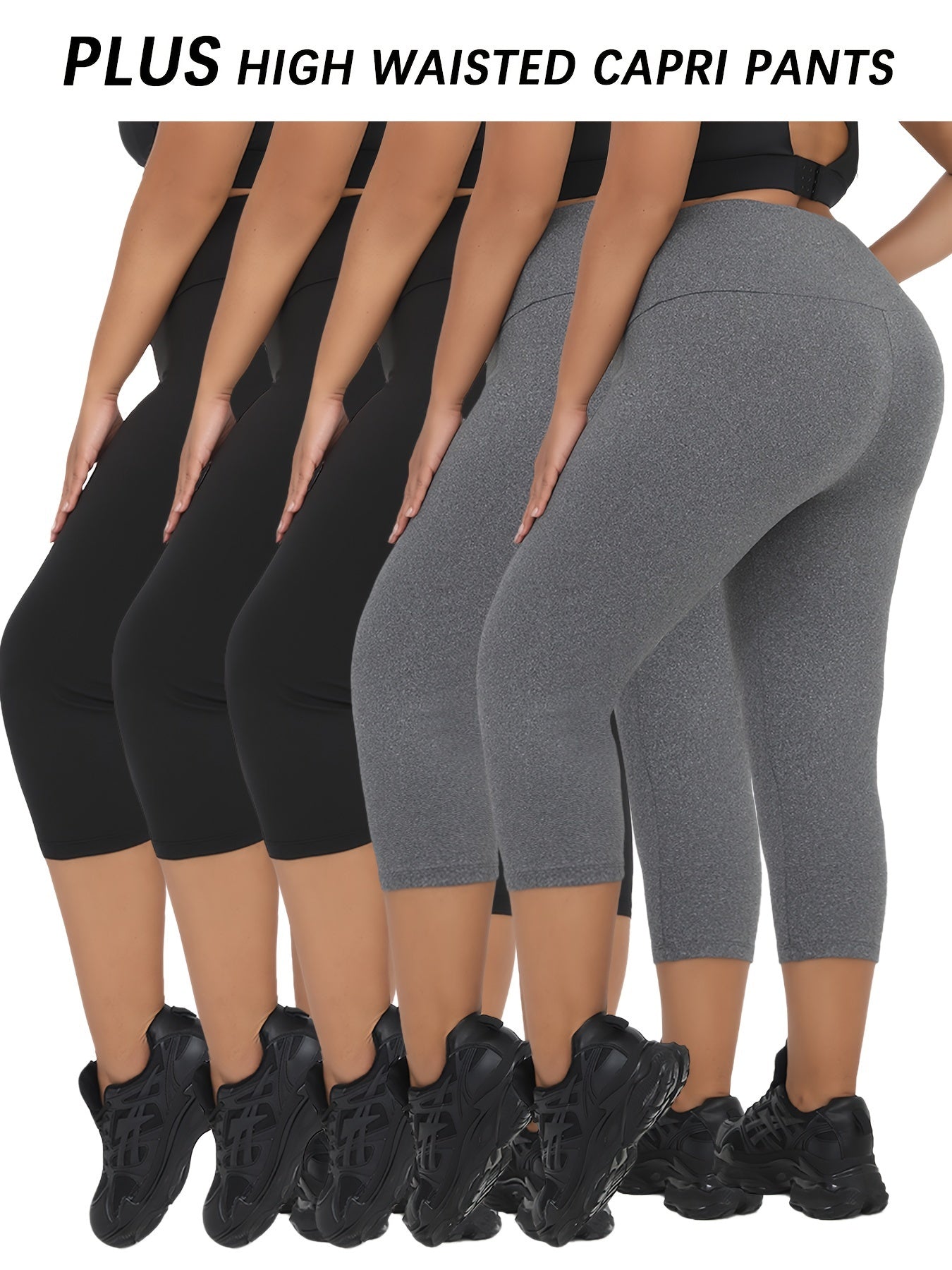 High Waisted Plus Size Yoga Pants 5-Pack