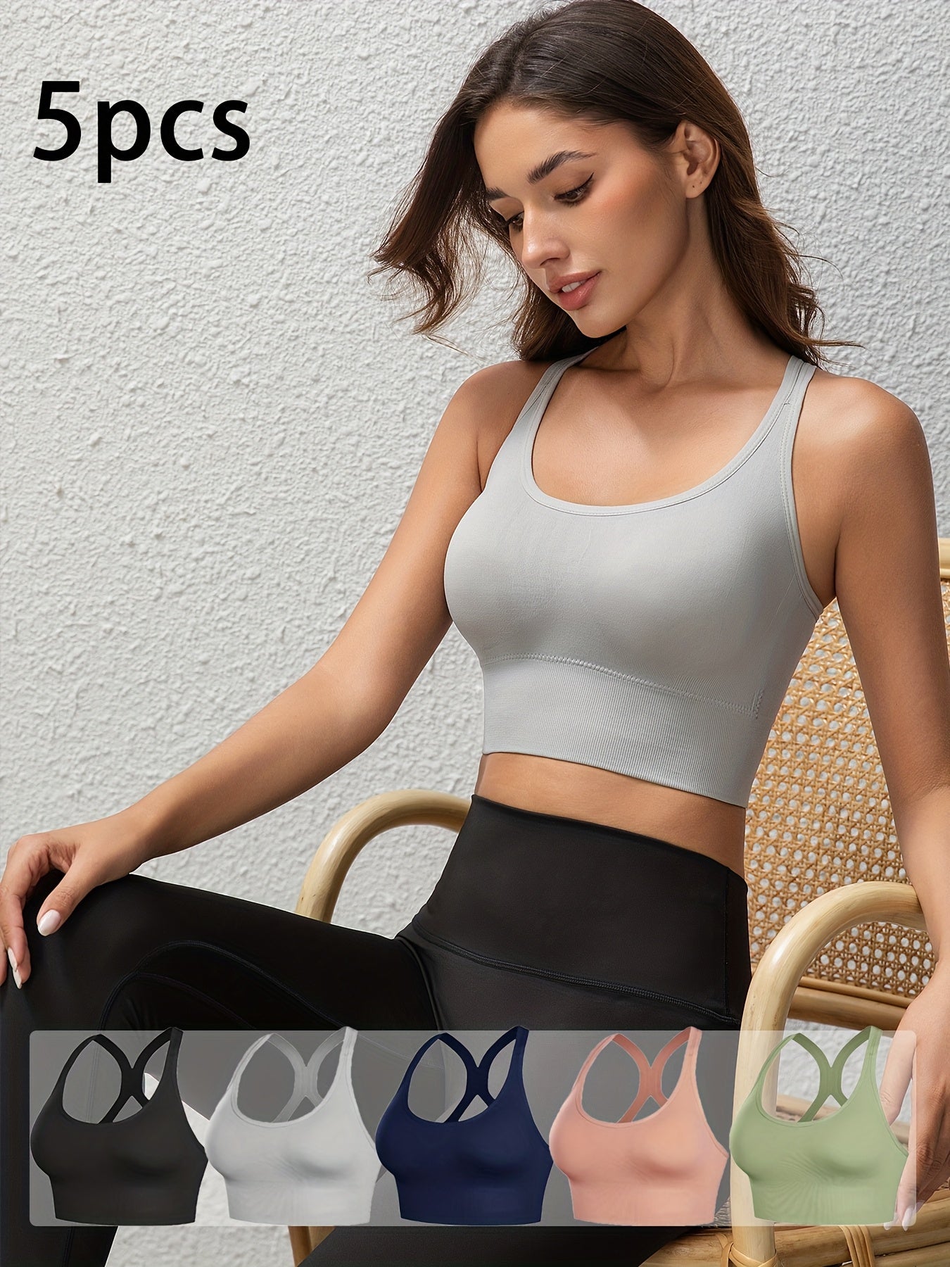 High-Support Wireless Sports Bra 5pcs Set