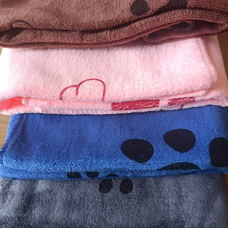 Quick-Dry Dog Towels with Colorful Paw Prints