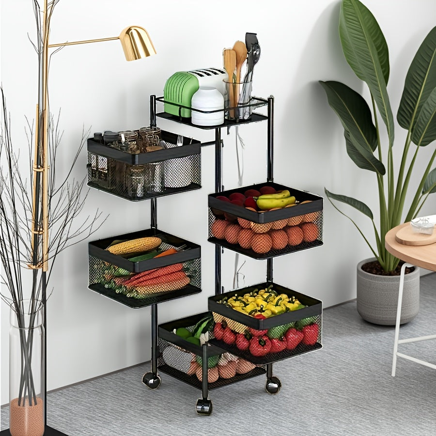 Rotating 5 Tier Kitchen Storage Shelf