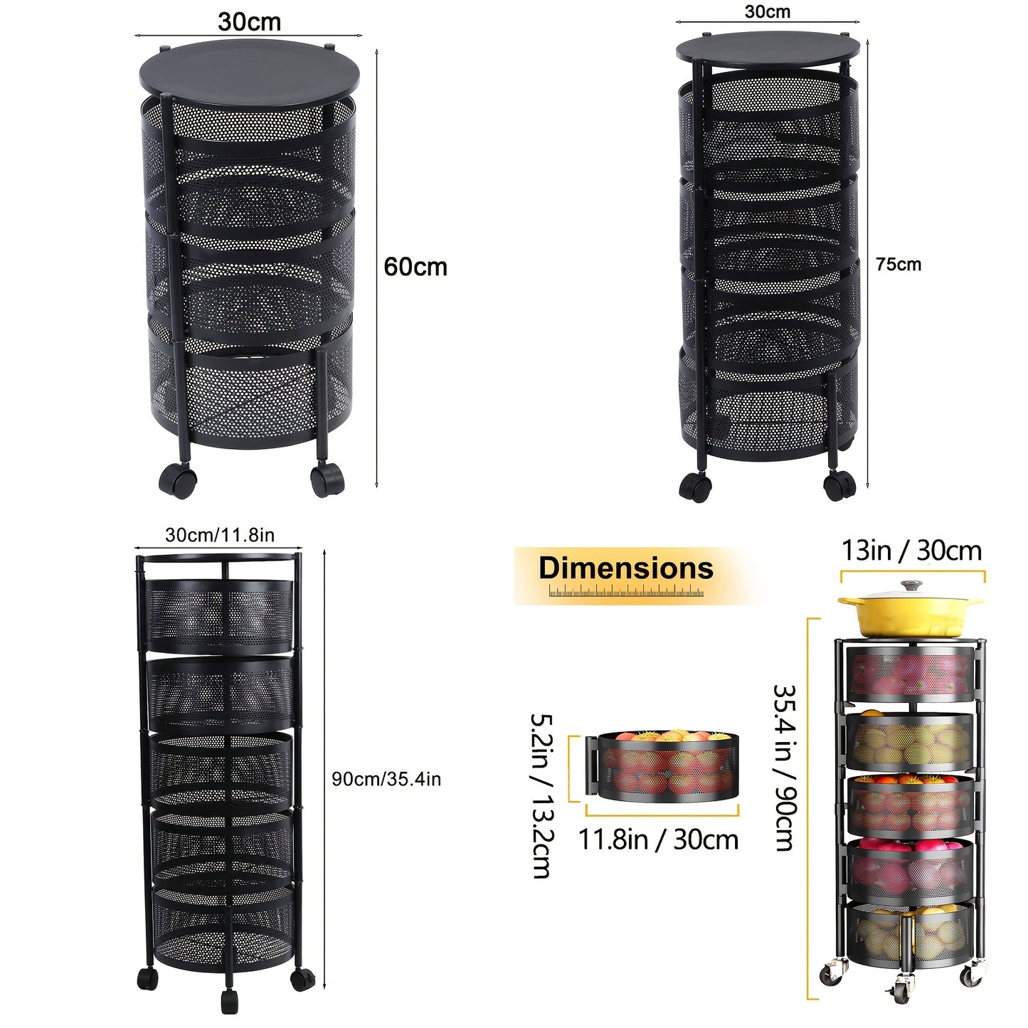 Metal Rotating Fruit And Vegetable Storage Rack