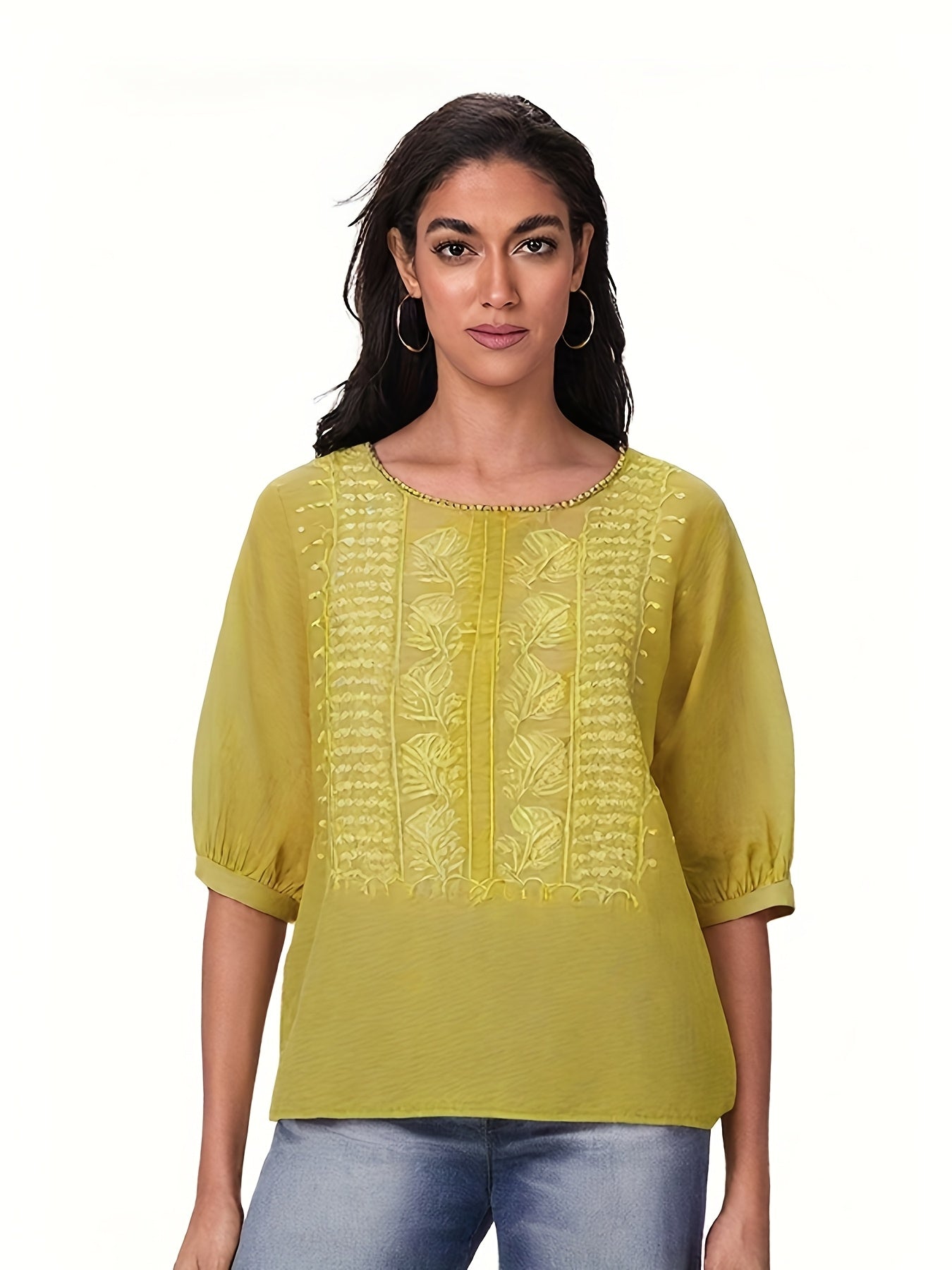 Embroidered Women's Summer T-Shirt Blouse