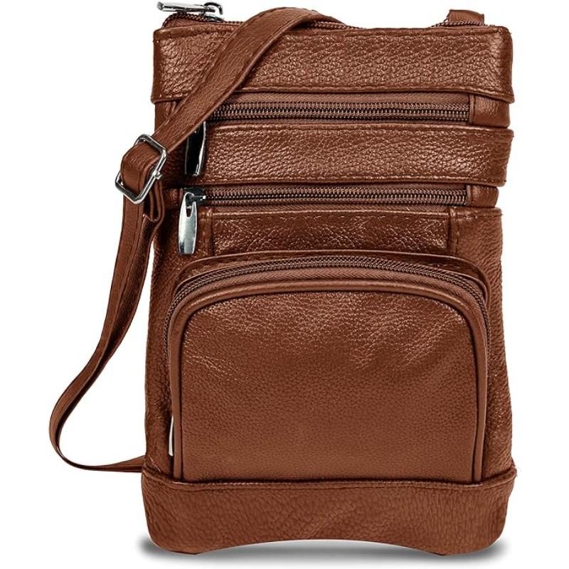 Genuine Leather Crossbody Handbag in Multiple Colors