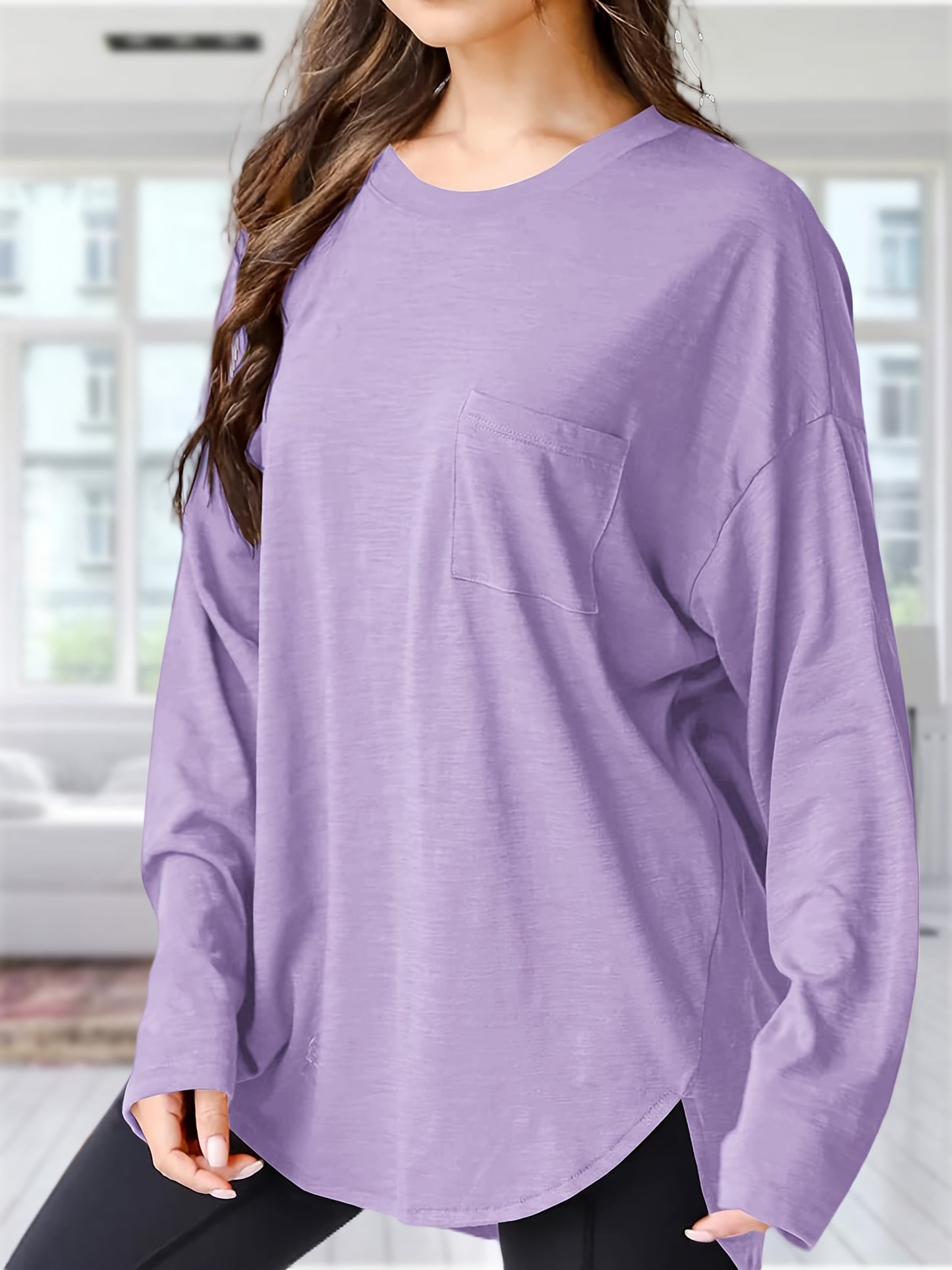 Women's Oversized Black Long Sleeve T-Shirt