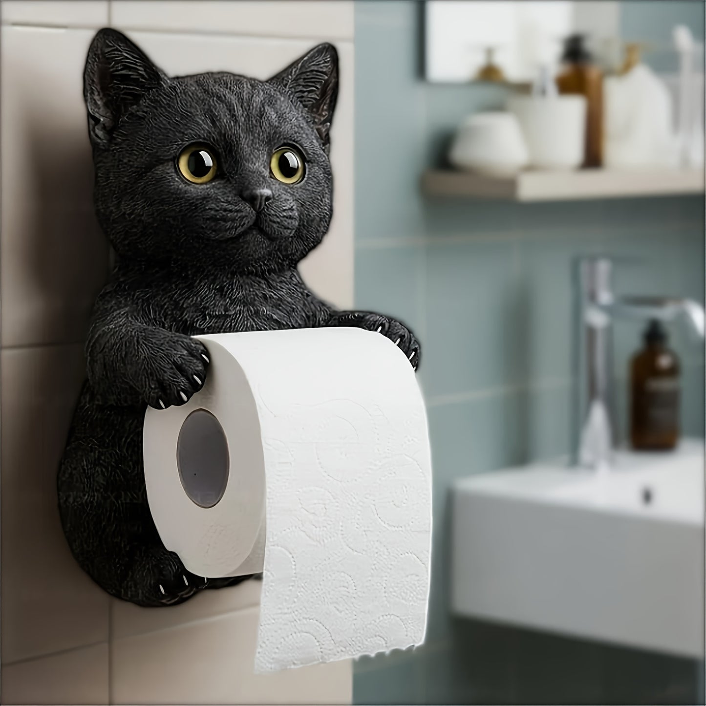 Cute Cat Toilet Paper Holder Decor