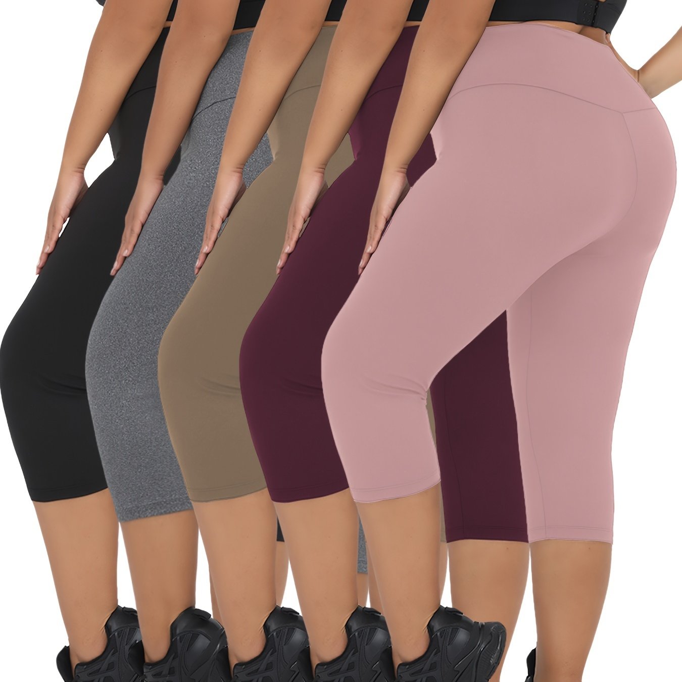 High Waisted Plus Size Yoga Pants 5-Pack